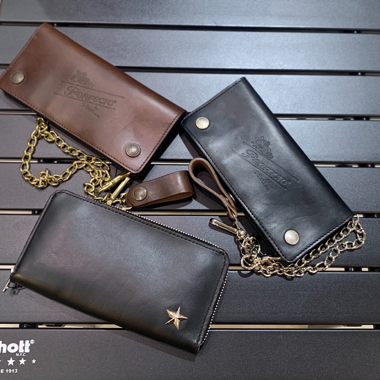 Schott 本革 ウォレットチェーン ブラック Schott 本革 ウォレットチェーン ブラック(ブラック(黒)系